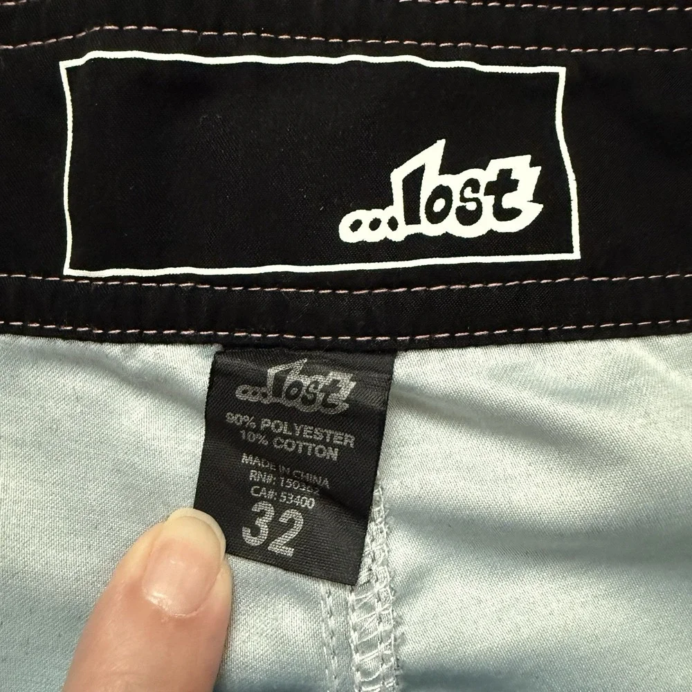 Lost Board Shorts Mens Size 32 Surf Swim Trunks Pink‎ Gray Green Striped